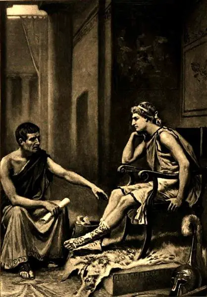 Aristóteles ensinando Alexandre, por Jean Leon Gerome Ferris