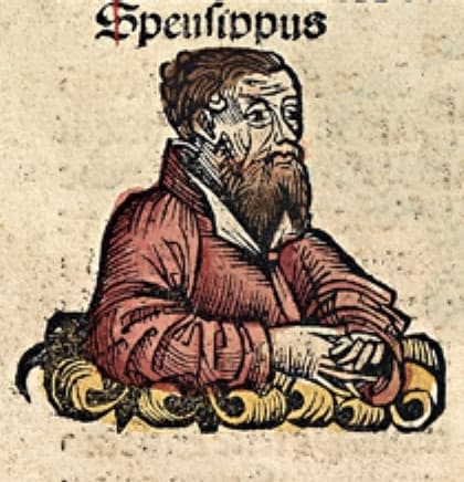 Espeusipo, retratado en la Crónica de Nuremberg.